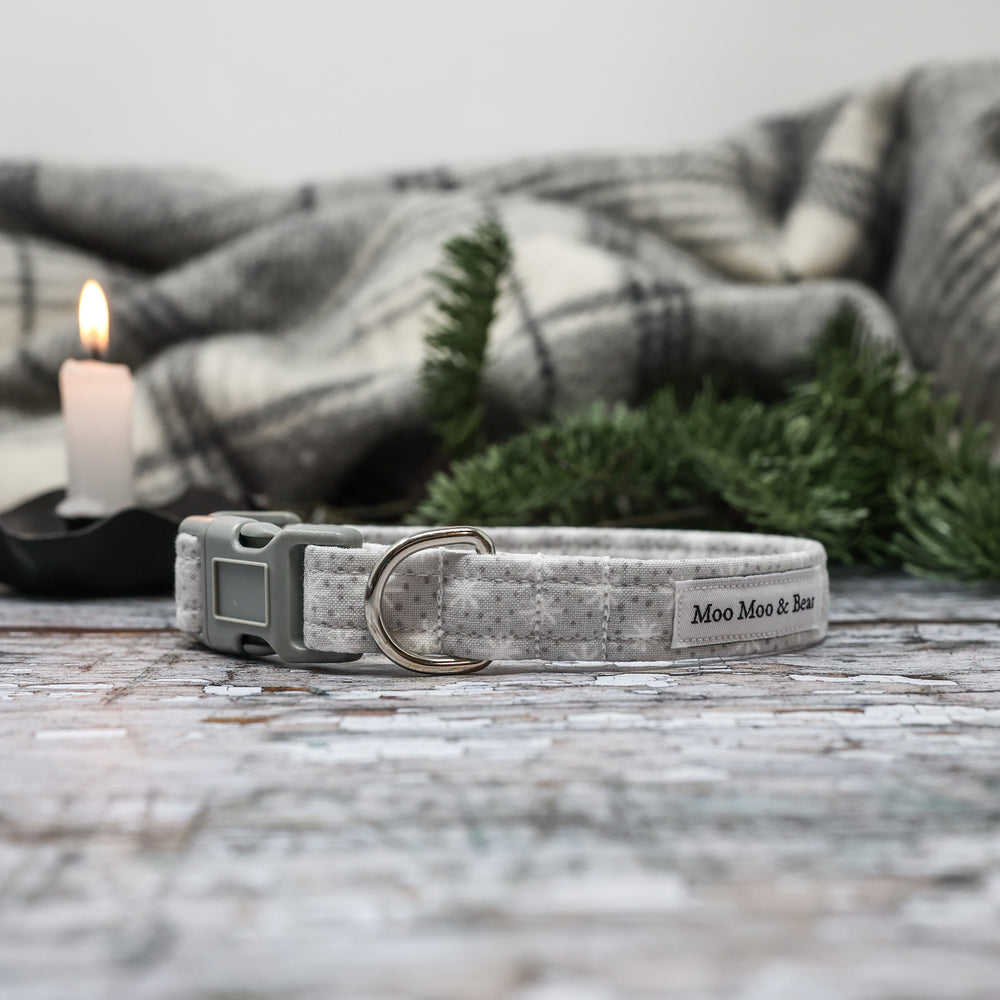 'FURRY AND BRIGHT' DOG COLLAR AND OPTIONAL LEAD IN GREY