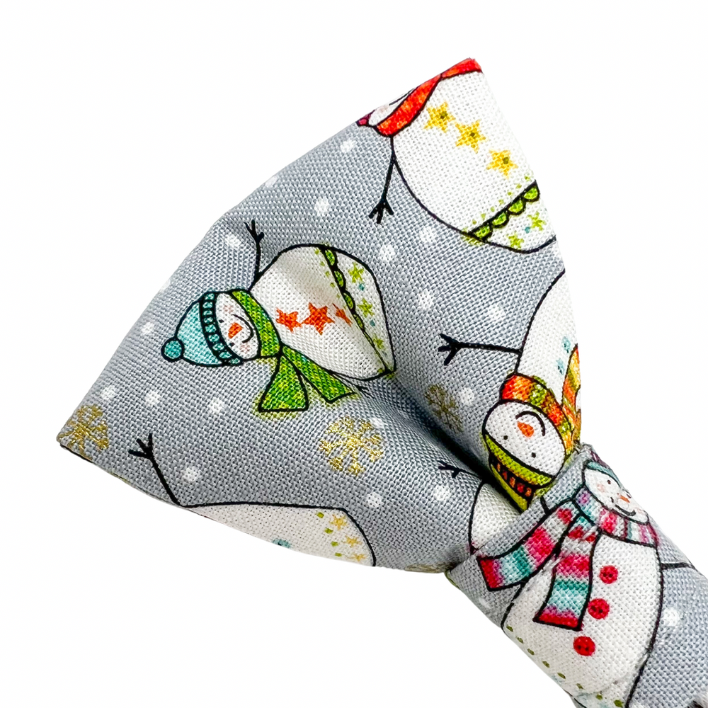 'SNOWMAN' GREY DOG BOW TIE
