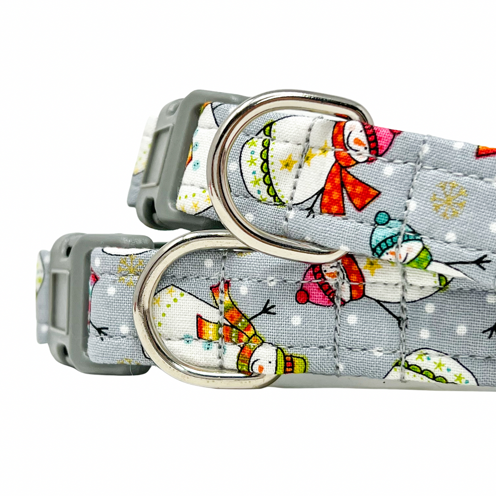 'SNOWMAN' GREY DOG COLLAR