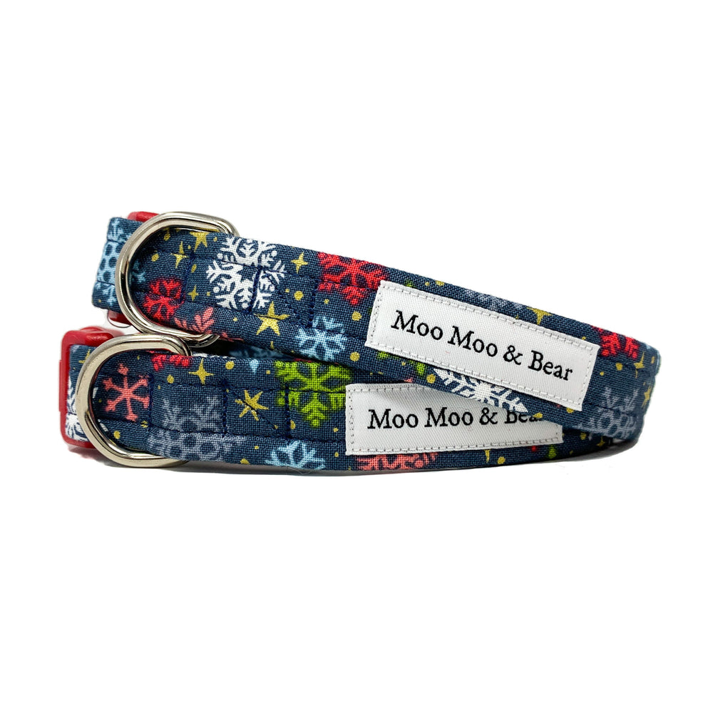 ‘SNOWFLAKES' WINTER GREY DOG COLLAR