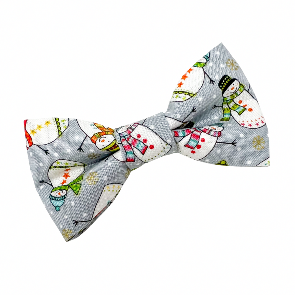 'SNOWMAN' GREY DOG BOW TIE
