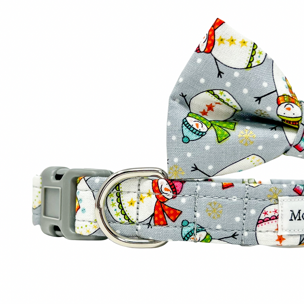 'SNOWMAN' GREY DOG BOW TIE