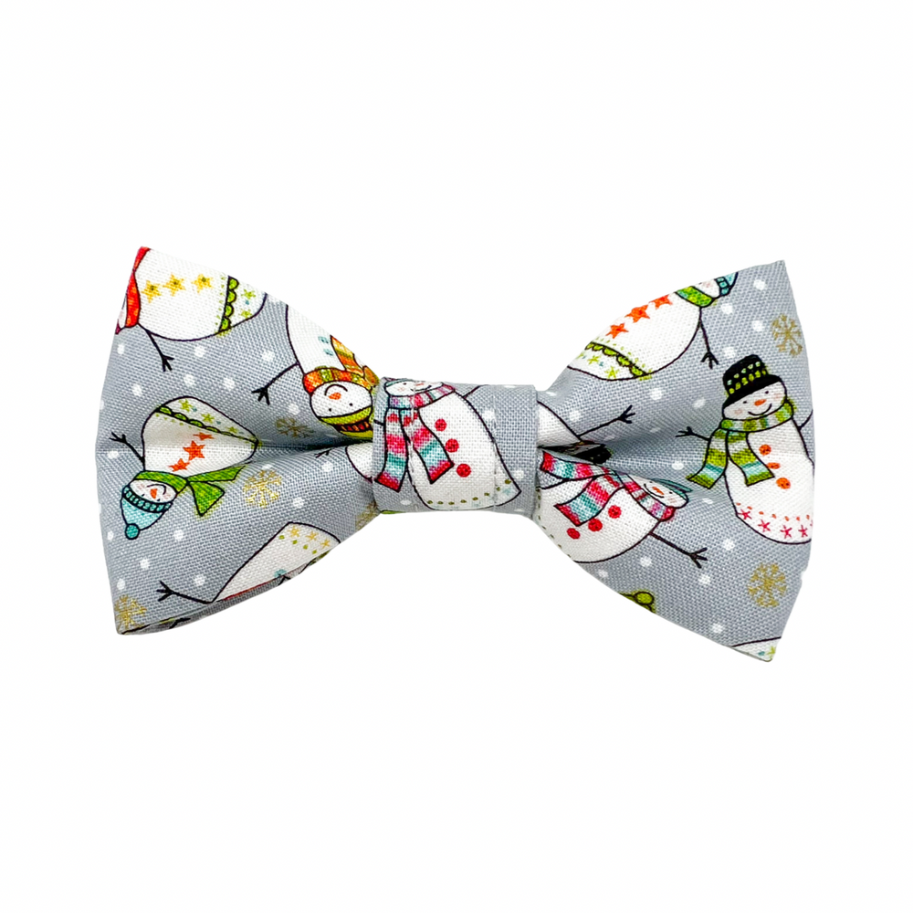 'SNOWMAN' GREY DOG BOW TIE