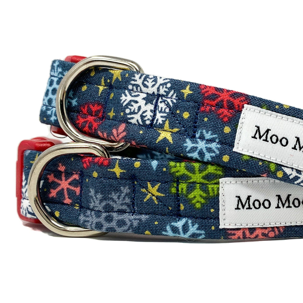 ‘SNOWFLAKES' WINTER GREY DOG COLLAR