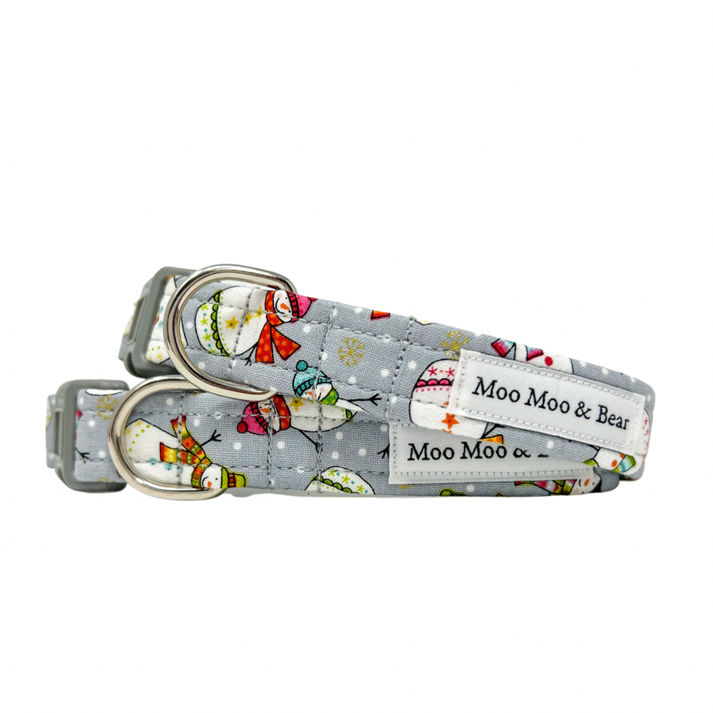 'SNOWMAN' GREY DOG COLLAR