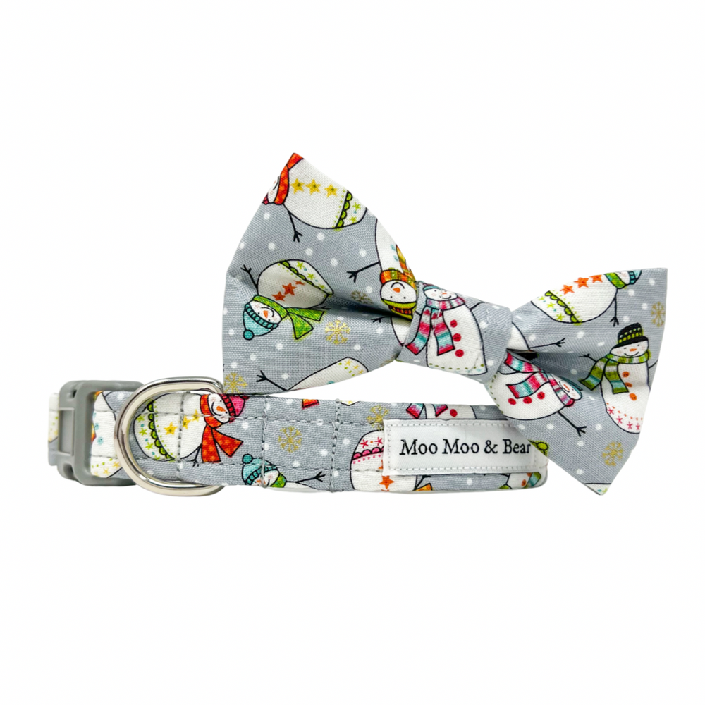 'SNOWMAN' GREY DOG BOW TIE