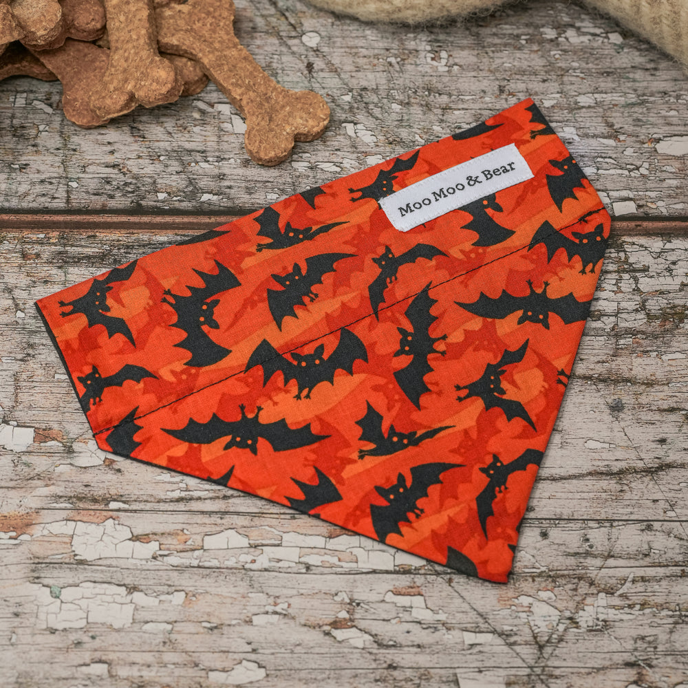 HALLOWEEN ORANGE BATS DOG BANDANA