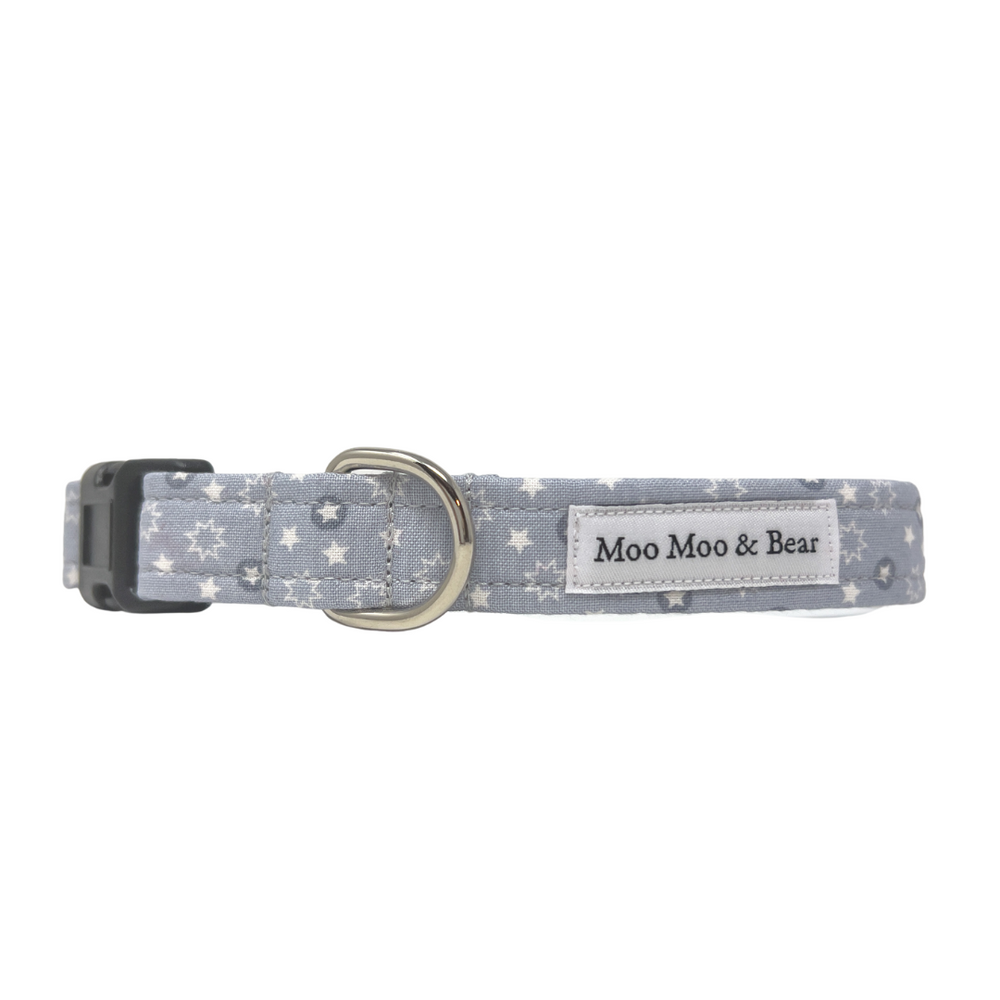 starry night grey handmade dog collar