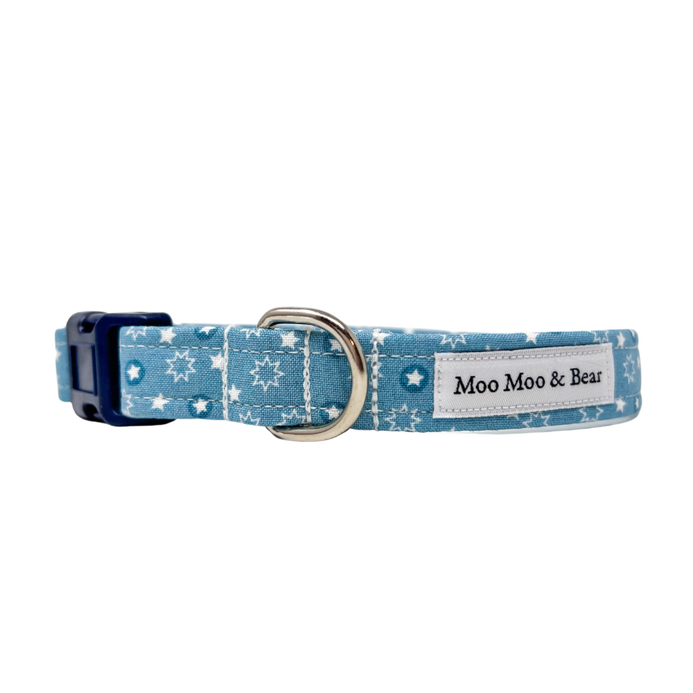 'STARRY NIGHT' DOG COLLAR AND OPTIONAL LEAD IN BLUE