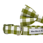'GINGHAM' SAGE GREEN DOG BOW TIE