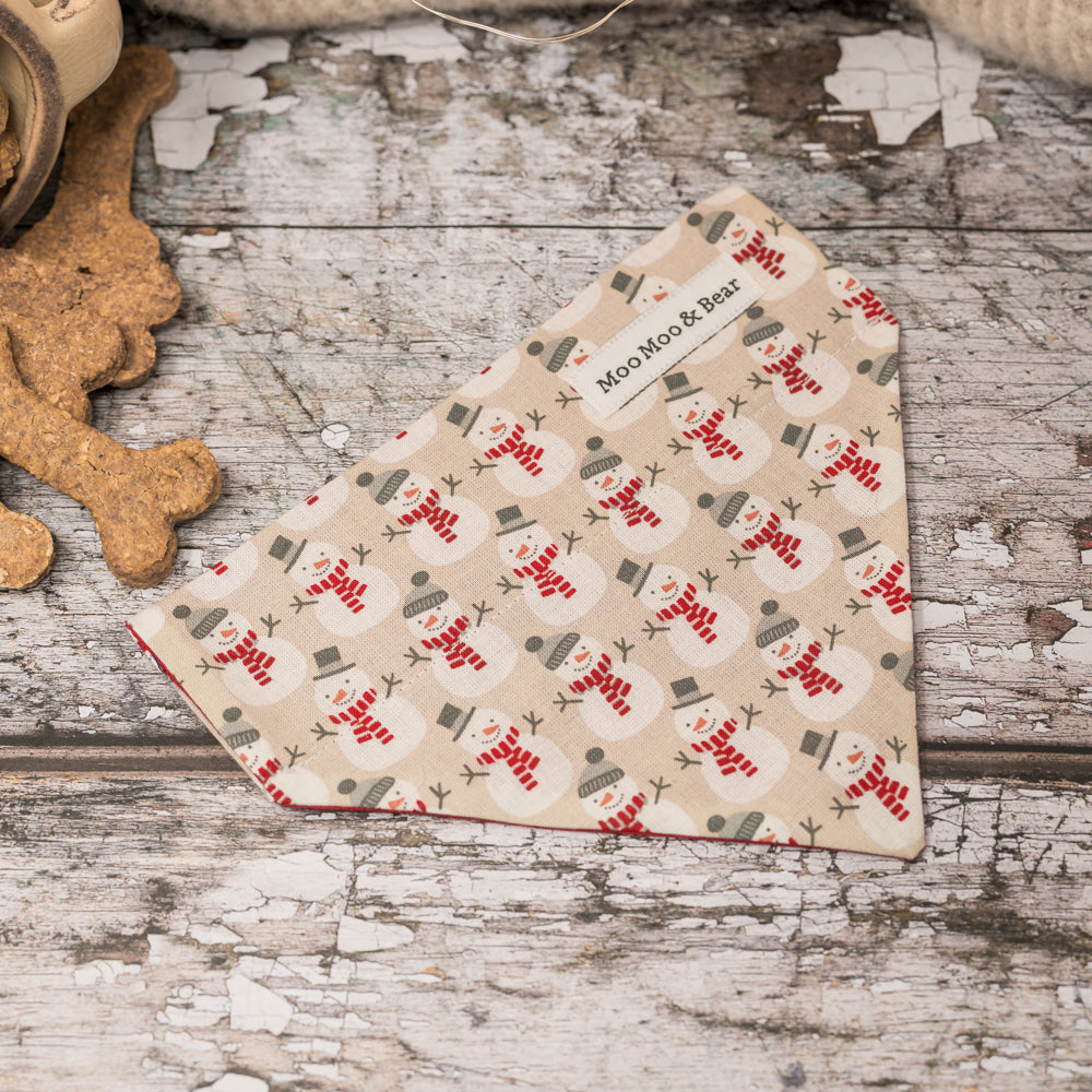 'BEIGE SNOWMAN' DOG BANDANA