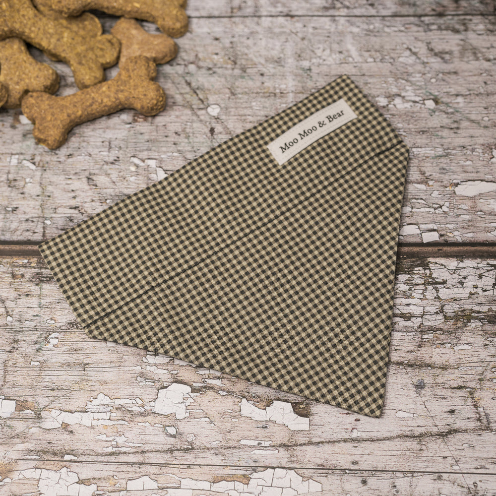 'PETITE GINGHAM GREIGE' DOG BANDANA
