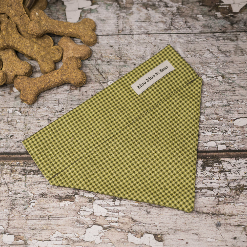 'PETITE GINGHAM FIELD GREEN' DOG BANDANA