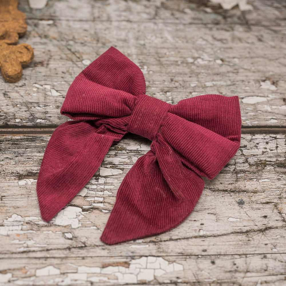 'CORDUROY' DOG SAILOR BOW IN MERLOT