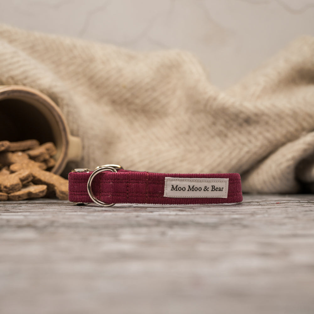 'MERLOT  CORDUROY' DOG COLLAR AND OPTIONAL LEAD