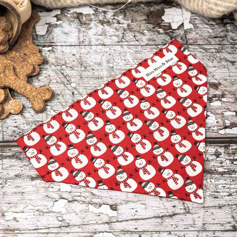 'RED SNOWMAN' DOG BANDANA