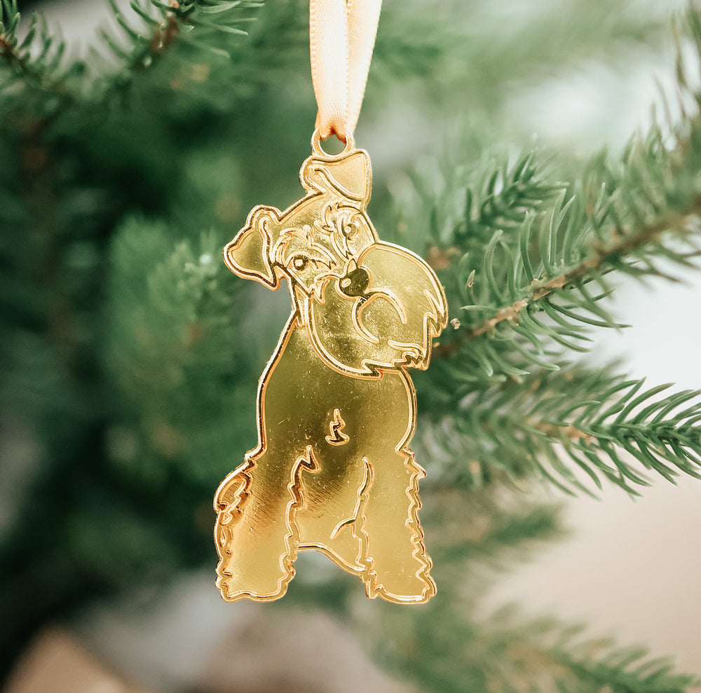 gold schnauzer Christmas tree decoration