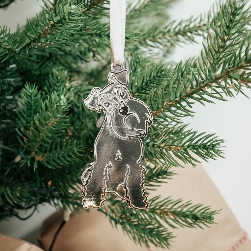 silver schnauzer Christmas tree decoration