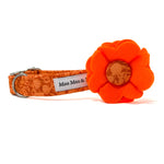 Liberty of London Wiltshire orange Felt dog collar flower 