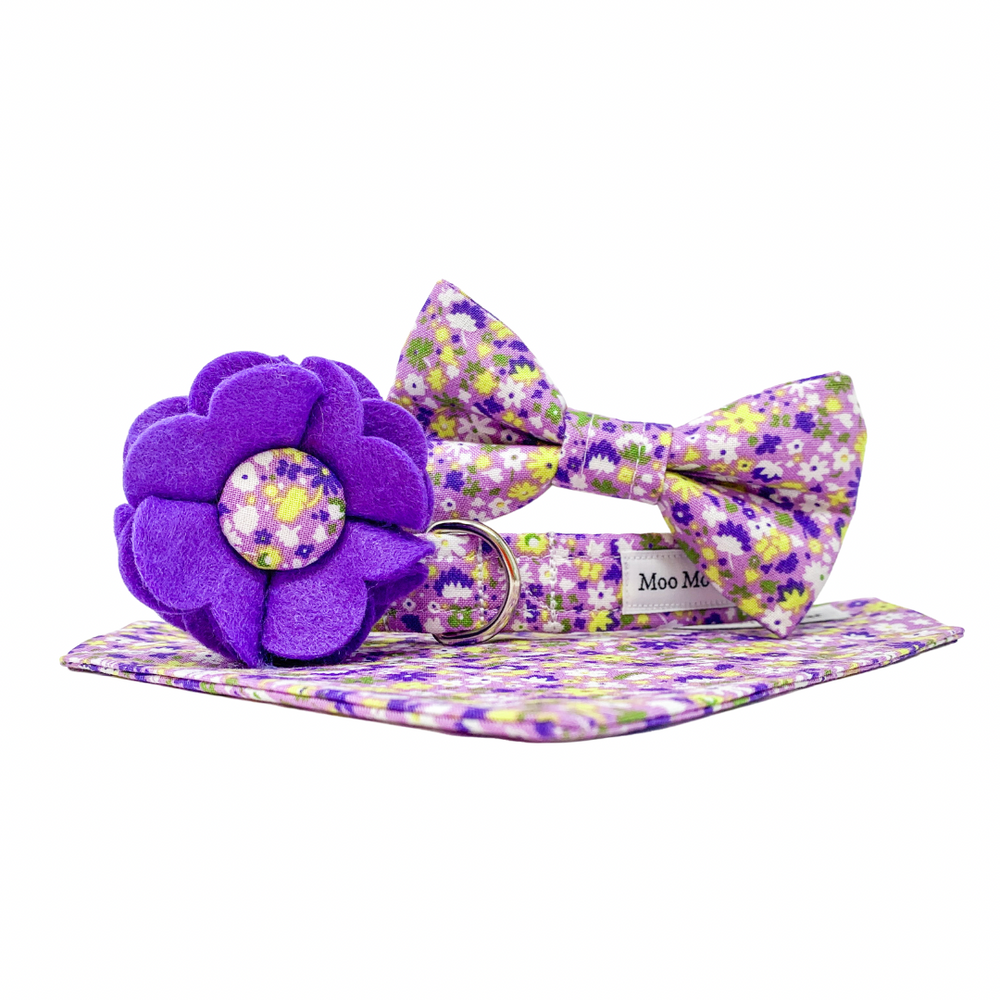 LIBERTY OF LONDON BLOOMSBURY BLOSSOM DOG BOW TIE IN LILAC