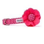 'POLKA DOT' DOG COLLAR AND OPTIONAL LEAD IN CANDY PINK