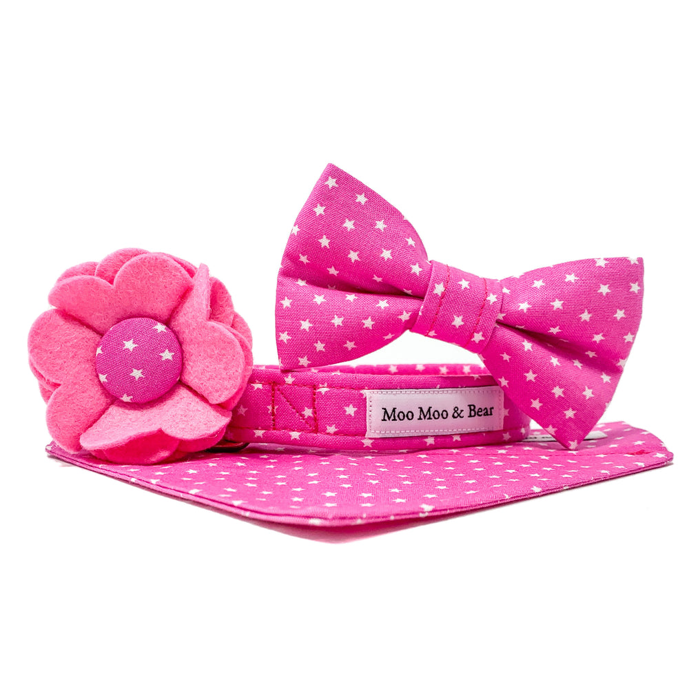 'STAR' DOG BOW TIE IN CANDYFLOSS PINK