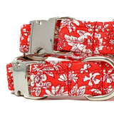 CHRISTMAS AT LIBERTY RED FLORAL DOG COLLAR AND OPTIONAL LEAD