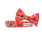 Liberty Amelie floral red dog bow tie