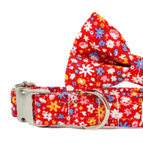 LIBERTY OF LONDON BLOOMSBURY BLOSSOM DOG BOW TIE IN RED