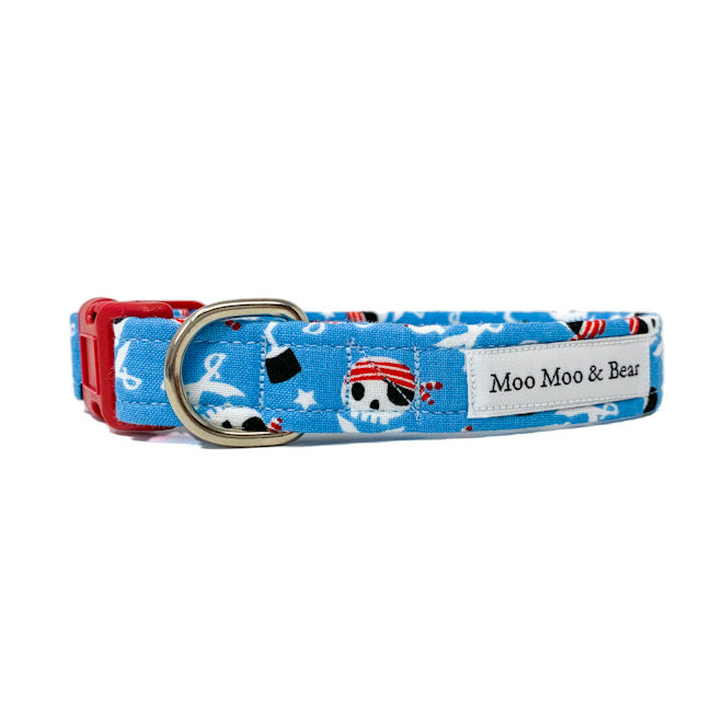 Moo Moo & Bear pirate captain Jack blue dog collar