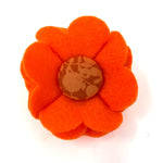 woolblend dog collar flower in orange