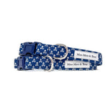 'JOLLY ROGER' DOG COLLAR AND OPTIONAL LEAD IN BLUE