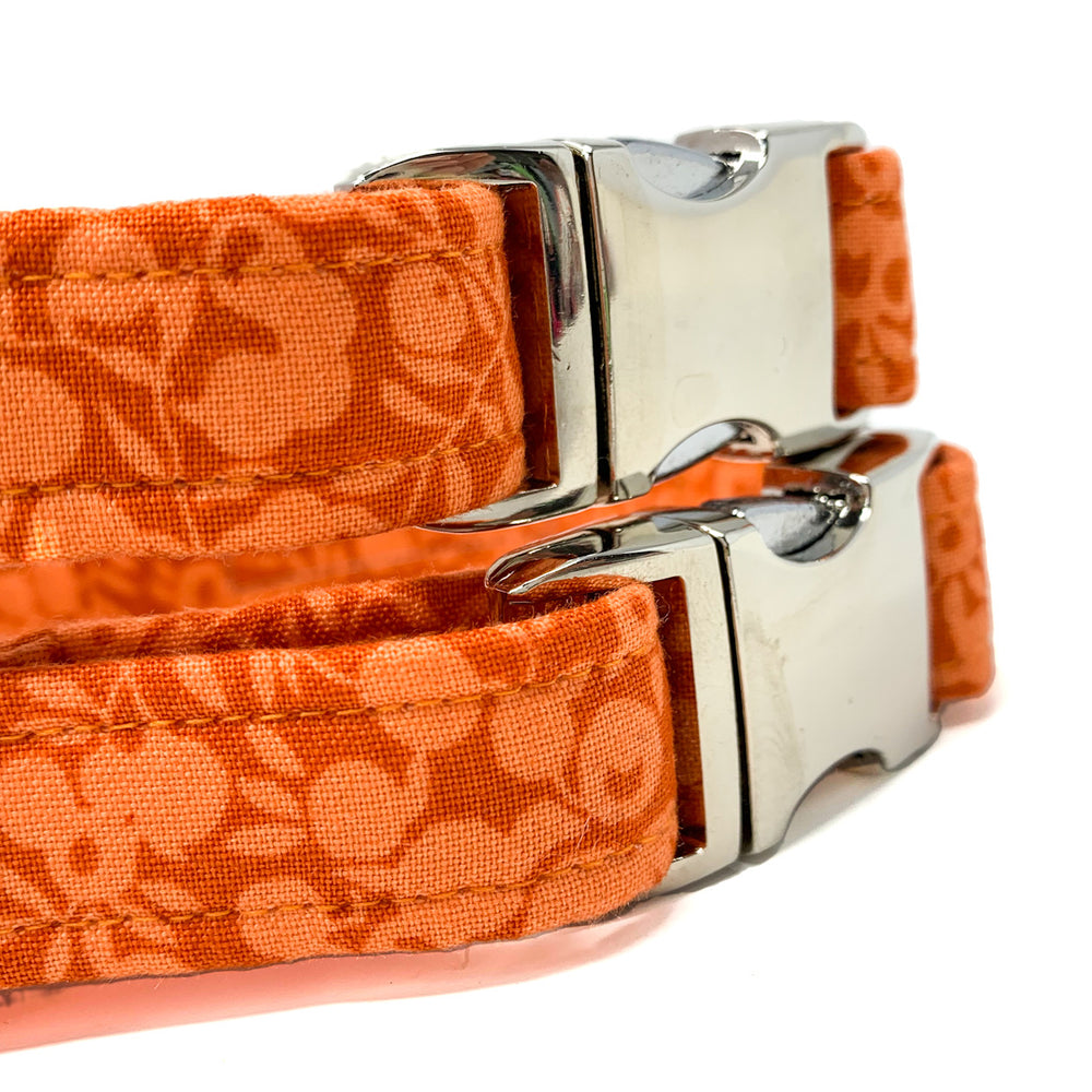 LIBERTY OF LONDON WILTSHIRE ORANGE COTTON DOG COLLAR AND OPTIONAL LEAD