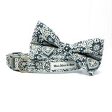 Scandi grey dog collar bow tie