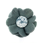 Grey felt Scandi dog collar flower accessory