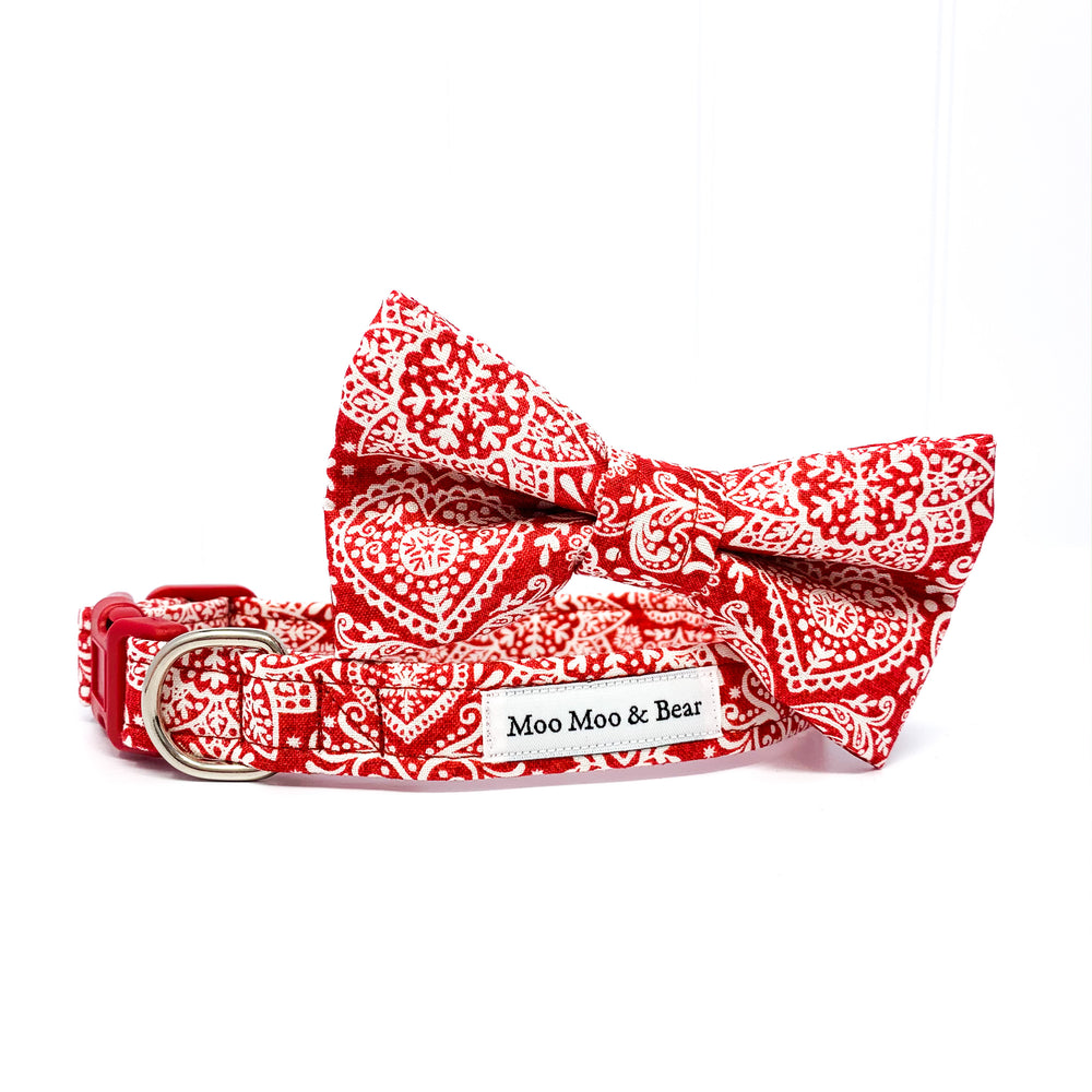 'LACE' DOG COLLAR AND OPTIONAL LEAD IN RED