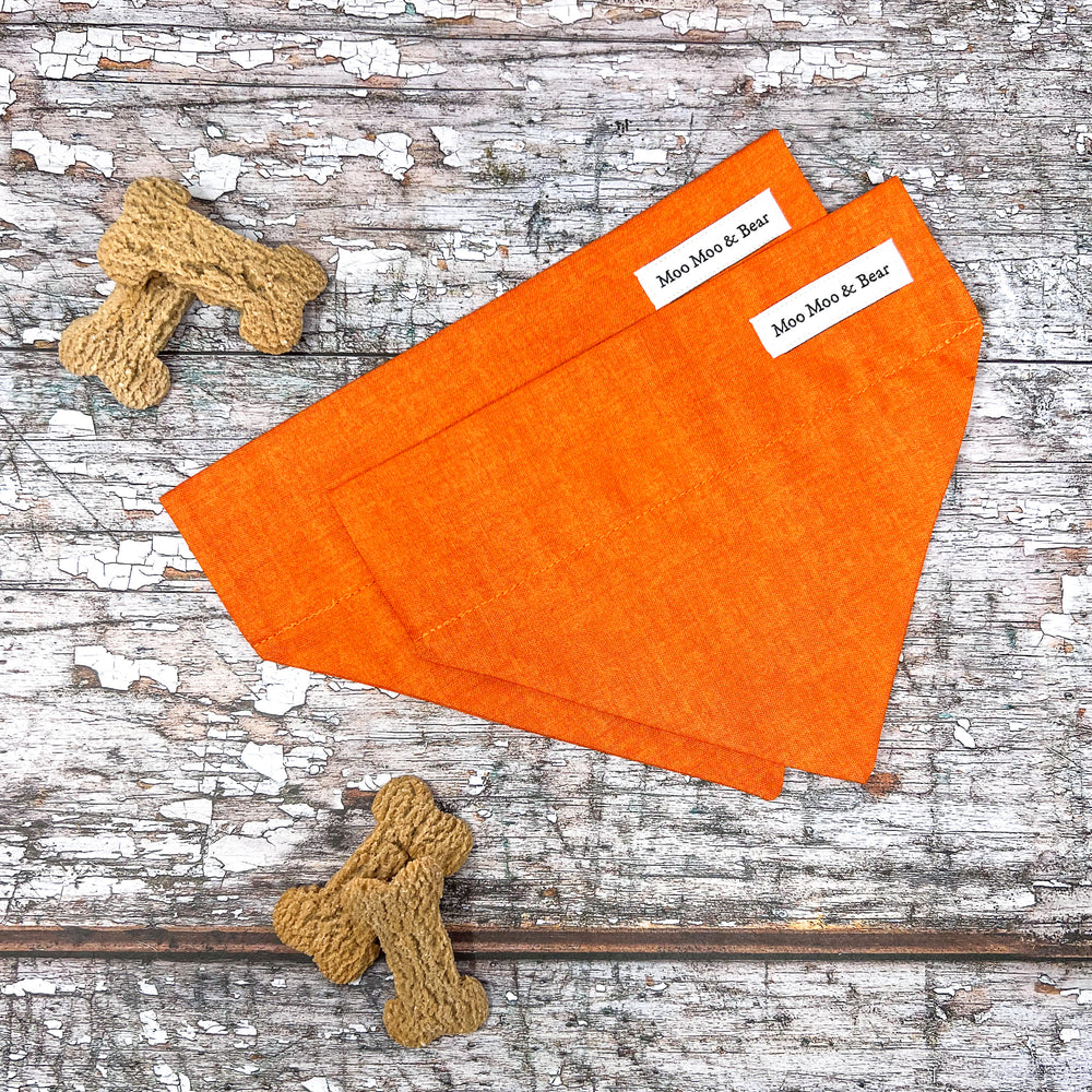 orange linen textured plain dog bandana