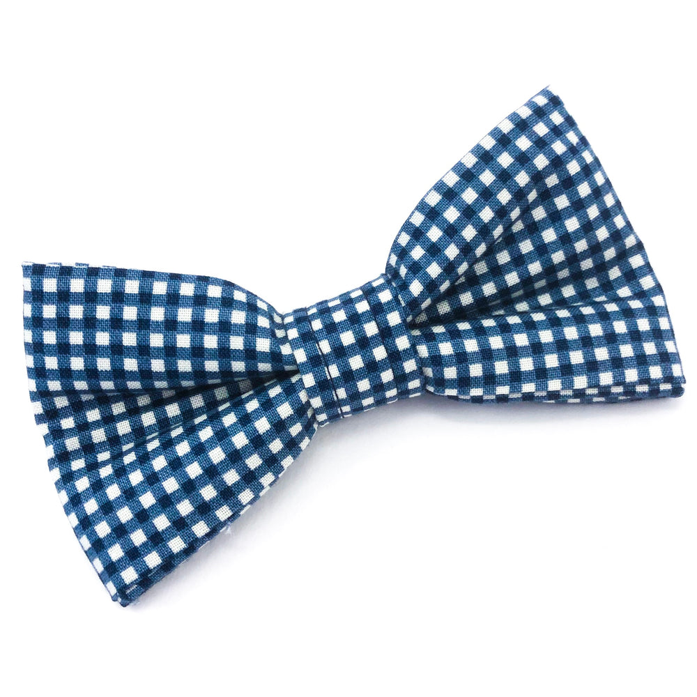 'GINGHAM' DOG BOW TIE IN NAVY BLUE