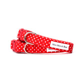 'POLKA DOT' DOG COLLAR AND OPTIONAL LEAD IN RED