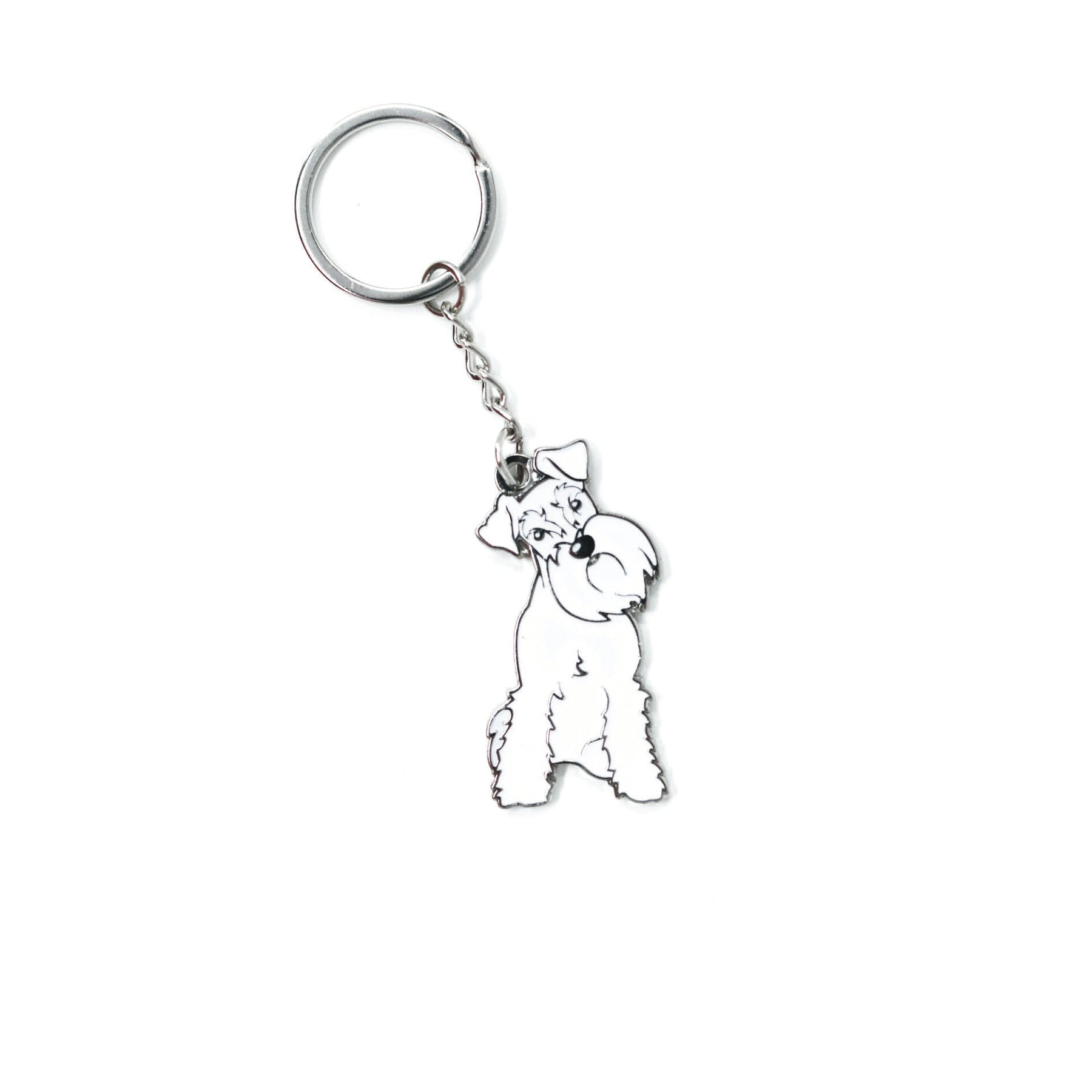 Rayan Keychain White Schnauzer Heart Shape Stainless Steel Keychain Tag Miniature ...